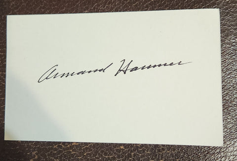 BUSINESS MAGNATE ARMAND HAMMER HAND SIGNED CARD D.1990