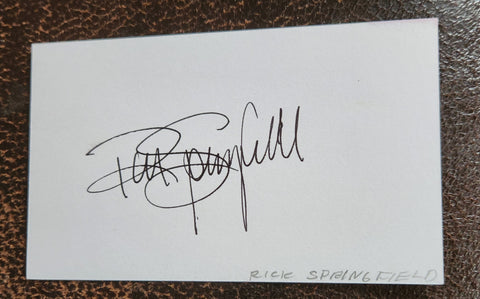"JESSE'S GIRL" SINGER ACTOR RICK SPRINGFIELD HAND SIGNED CARD