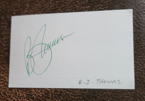 "RAINDROPS KEEP FALLING ON MY HEAD" SINGER B.J. THOMAS HAND SIGNED CARD RIP