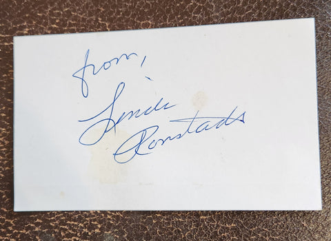 GREAT SINGER LINDA RONSTADT HAND SIGNED CARD