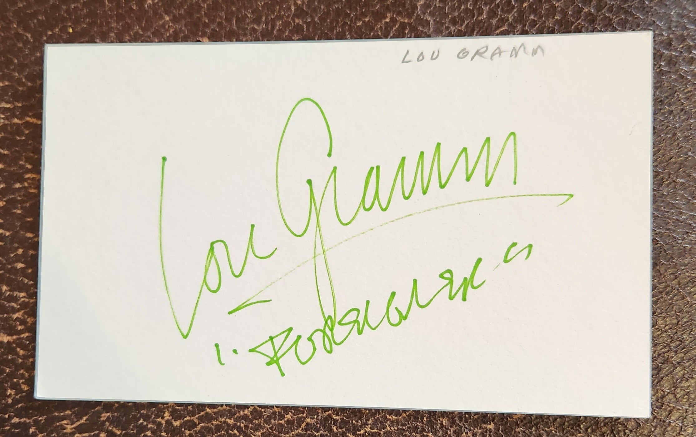 FOREIGNER LEAD SINGER LOU GRAMM HAND SIGNED CARD