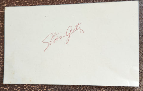 JAZZ LEGEND STAN GETZ HAND SIGNED CARD D.1991