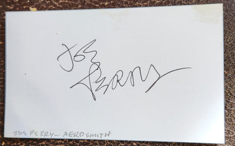 AEROSMITH CO-FOUNDER JOE PERRY HAND SIGNED CARD