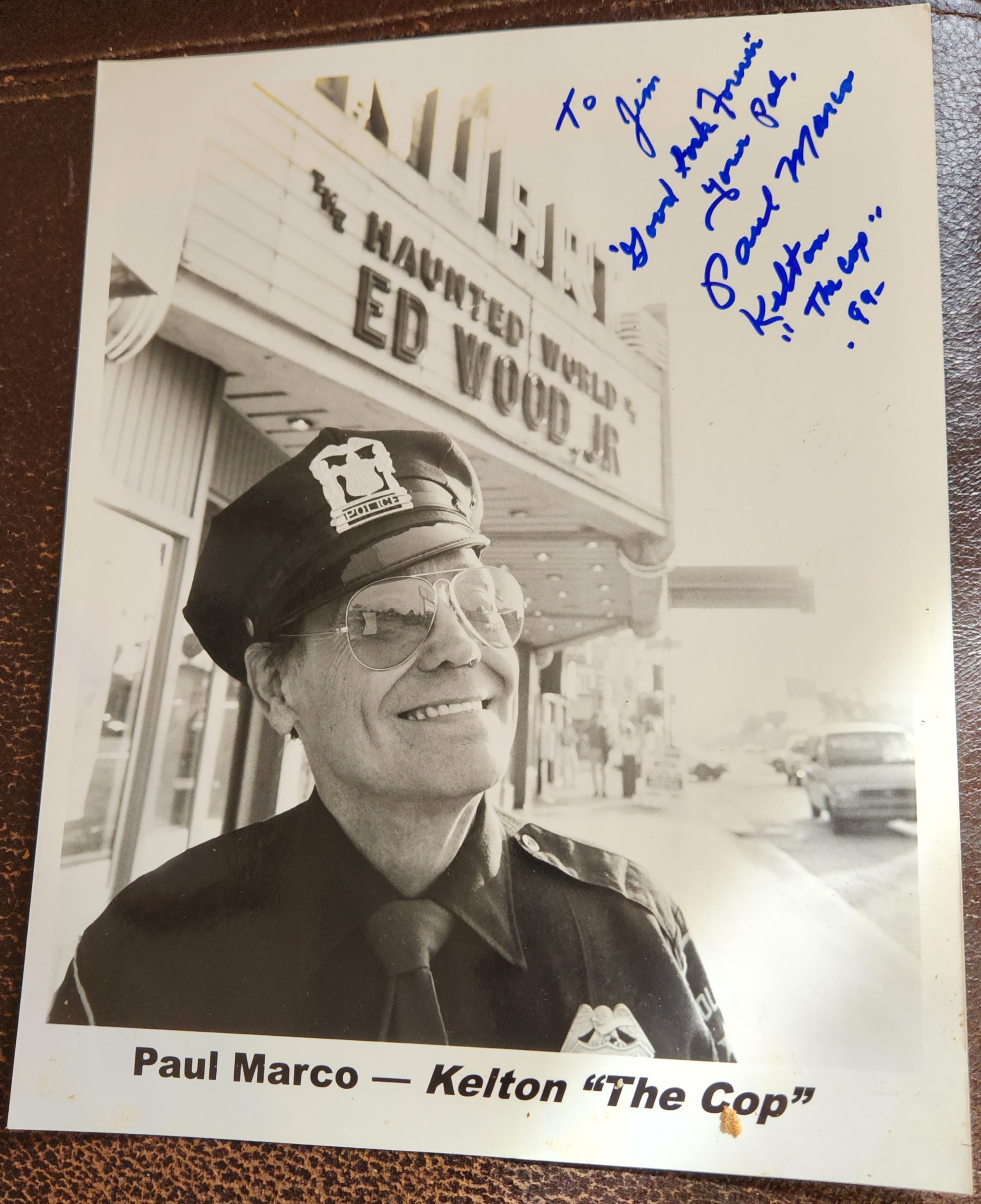 ED WOOD ACTOR PAUL MARCO HAND SIGNED 8X10 KELTON THE COP PHOTO D.2006