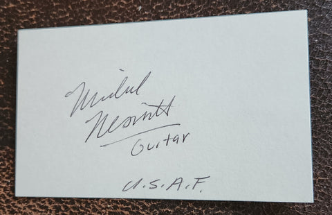 THE MONKEES MICHAEL NESMITH HAND SIGNED CARD RIP