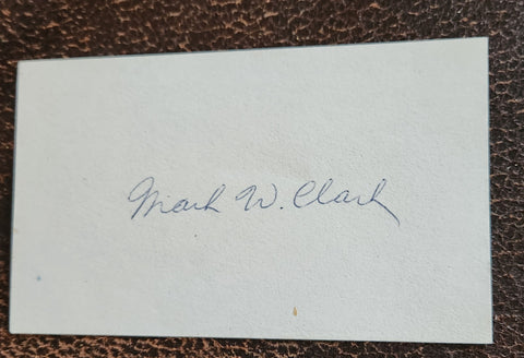 YOUNGEST 4 STAR GENERAL MARK W. CLARK HAND SIGNED CARD D.1984