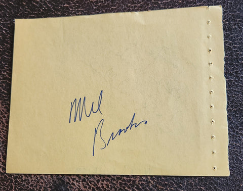 LEGENDARY FUNNYMAN DIRECTOR ACTOR MEL BROOKS HAND SIGNED PAGE