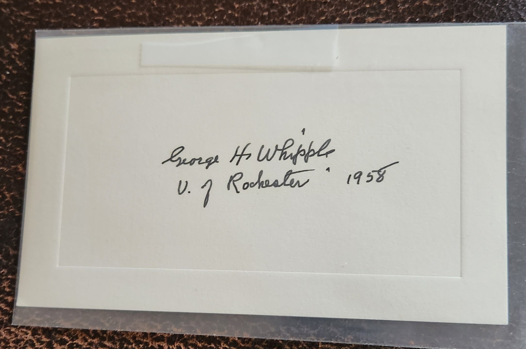 NOBEL PRIZE WINNING PHYSICIAN GEORGE H WHIPPLE HAND SIGNED CARD D.1976