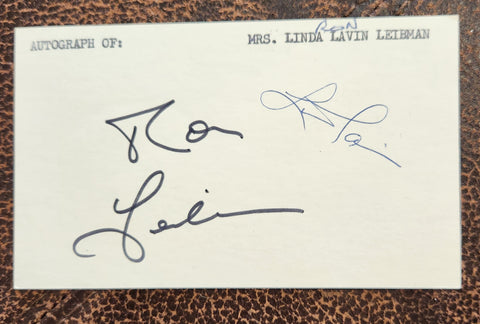 RON LIEBMAN (D.2019) AND LINDA LAVIN DUAL HAND SIGNED CARD