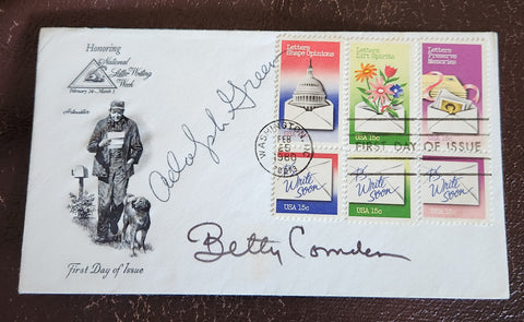 SCREENWRITERS AND LYRICISTS ADOLPH GREEN (D.2002) AND BETTY COMDEN (D.2006)DUAL SIGNED FDC FIRST DAY COVER