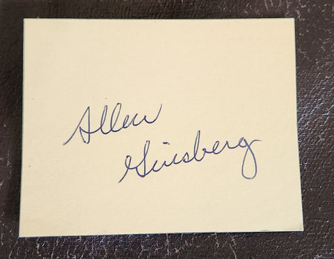 AMERICAN POET ALLEN GINSBERG HAND SIGNED SMALL CARD D.1997