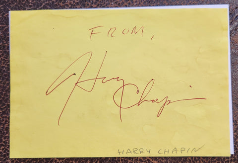 TAXI SINGER HARRY CHAPIN HAND SIGNED PAGE D.1981