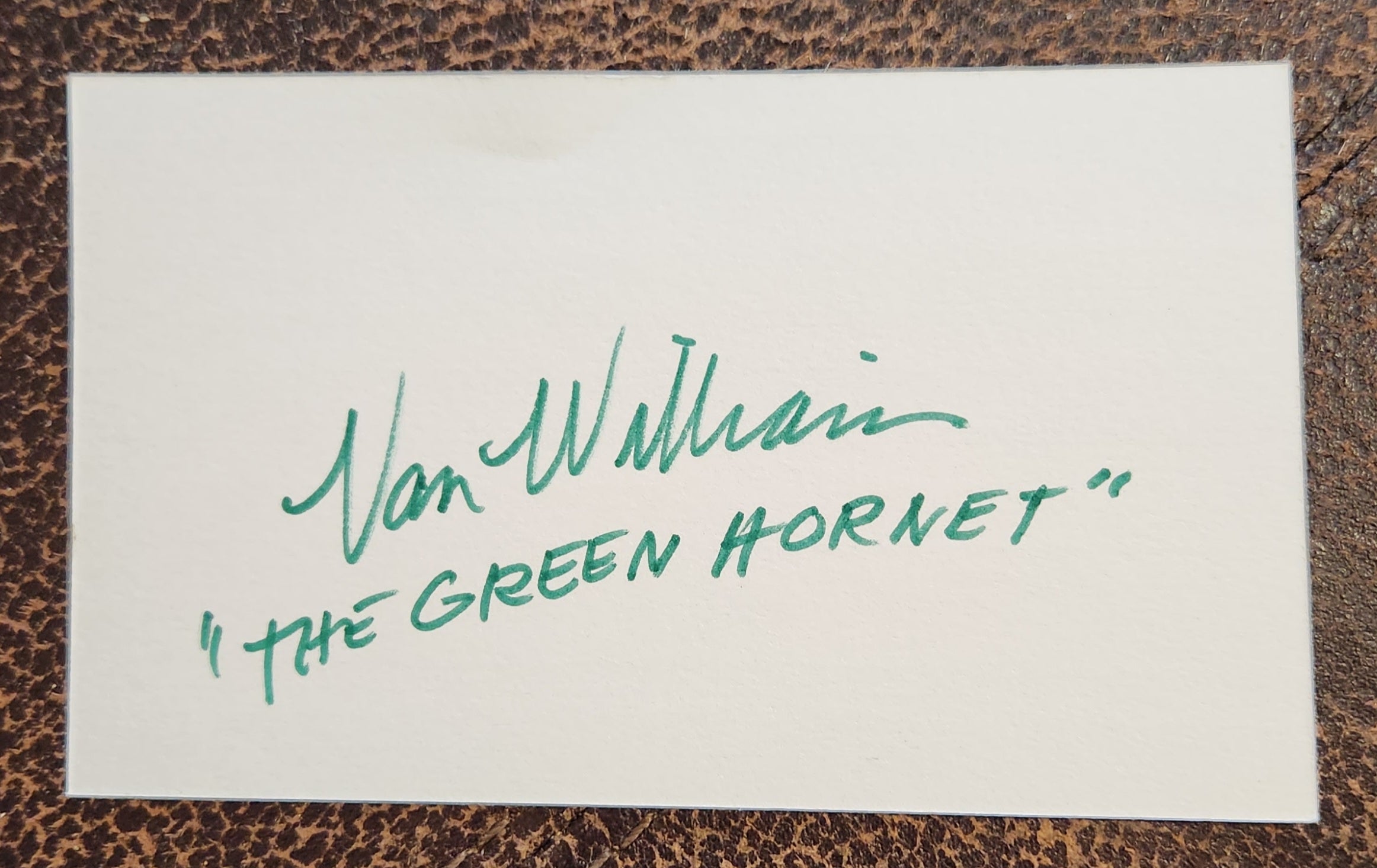 THE GREEN HORNET ACTOR VAN WILLIAMS HAND SIGNED CARD D.2016