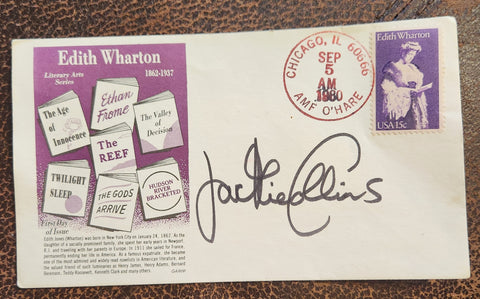 ENGLISH ROMANCE NOVELIST JACKIE COLLINS HAND SIGNED FDC FIRST DAY COVER D.2015